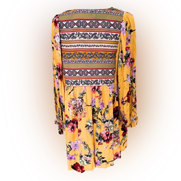 Umgee Boho Flower Dress Marigold with Flowers - Picture 4 of 10
